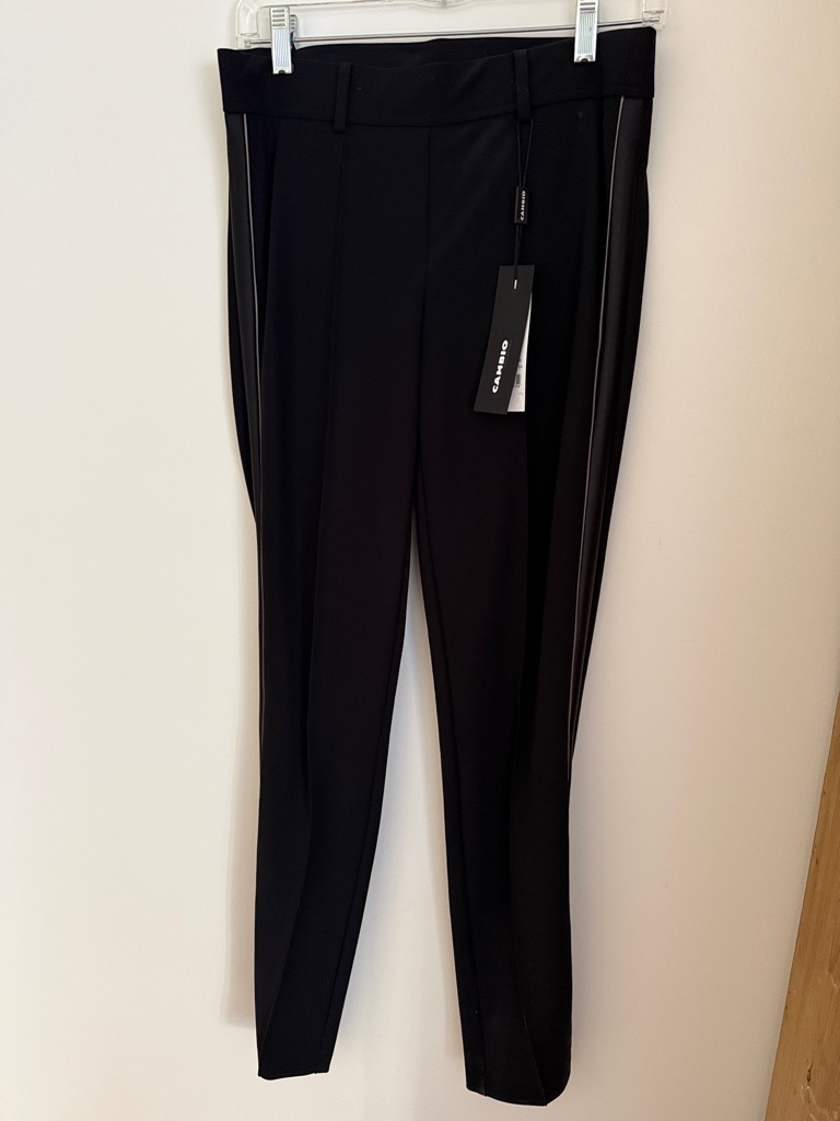 Cambio Sky Black Slim Tapered Leggings With Side Piping